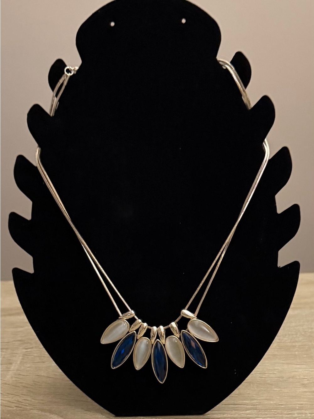 New Blue & White Modern Statement Necklace
